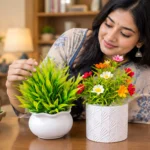 প্রিমিয়াম জিপসাম ডোনাট ভাস "home" লেটার মার্বেল ট্রে সেট — হ্যান্ডপেইন্টেড ফ্লোরাল ডিজাইন ও ড্রাই র‍্যাবিট ফ্লাওয়ার সহ 🌾